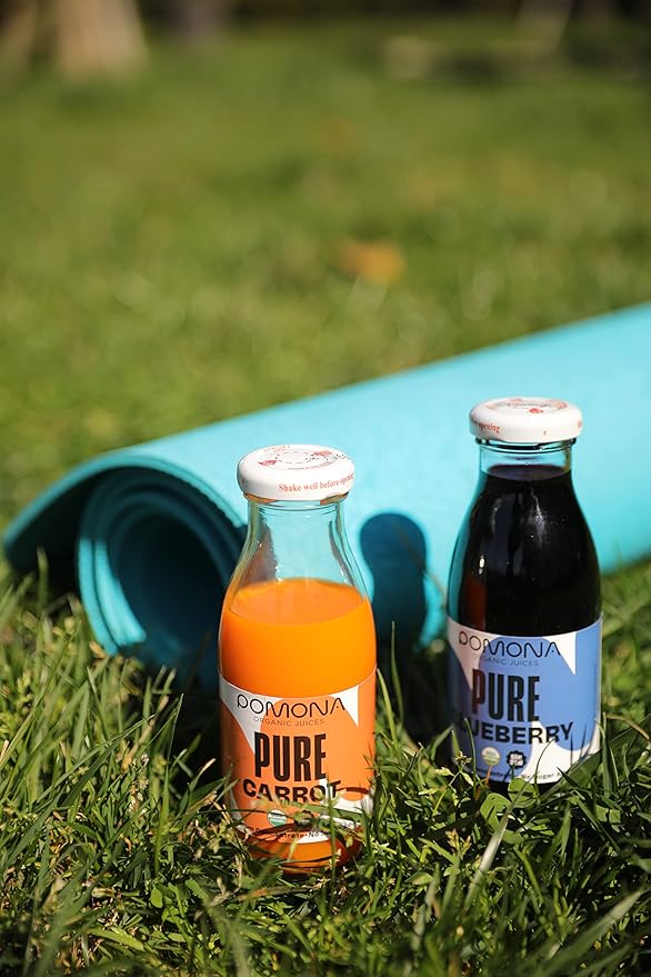Pomona Organic Juices Pure Blueberry Juice, Cold Pressed Organic Juice, Non-GMO, No Sugar Added, Not from Concentrate, Gluten Free, Kosher Certified, Preservative Free, 8.4 Ounce (Pack of 12)