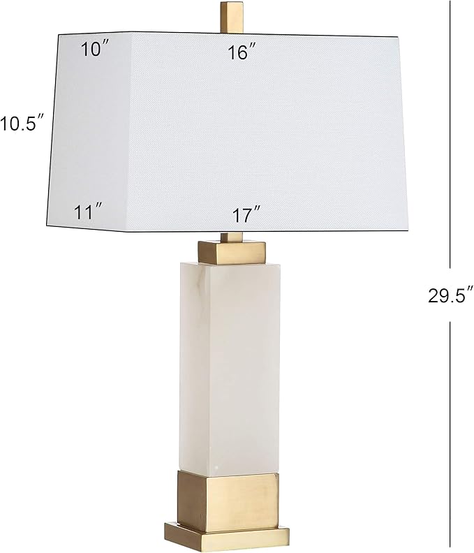 SAFAVIEH Lighting Collection Rozella Alabaster White/ Gold 30-inch Bedroom Living Room Home Office Desk Nightstand Table Lamp (LED Bulb Included)