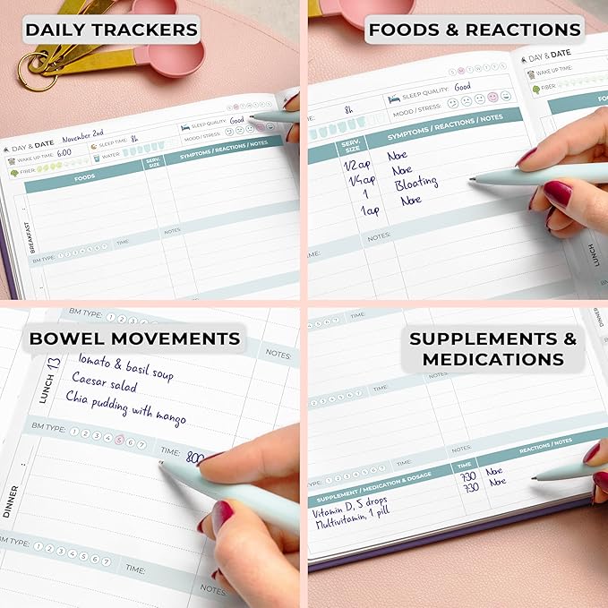 Clever Fox Food Sensitivity Journal Large – Daily Intolerance & Symptom Log for IBS, Diabetic, Low Fodmap, Elimination Diet – Health Tracker, 8.3x11” (Purple)