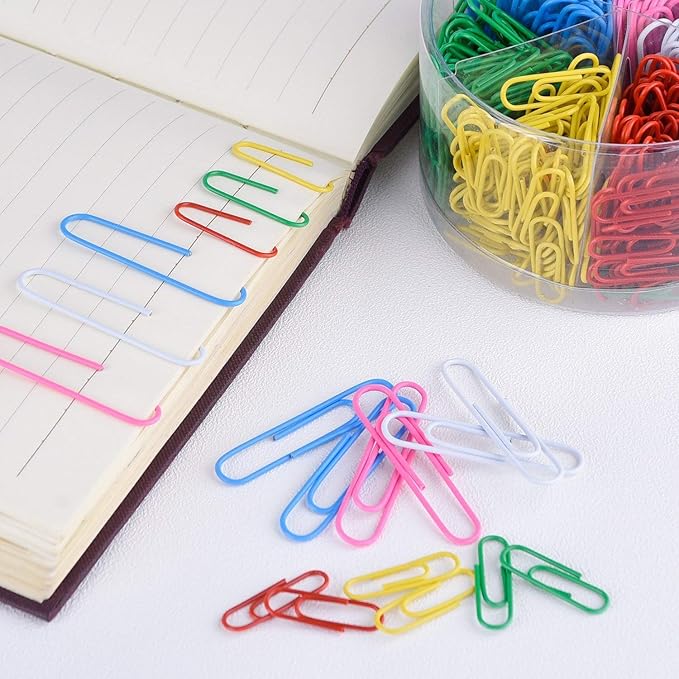 Yarlung 900 Pieces 2 Inch Jumbo Paper Clips, Vinyl Coated Large Paperclips for Office, School Document Organizing, Non-Skid, 6 Colors