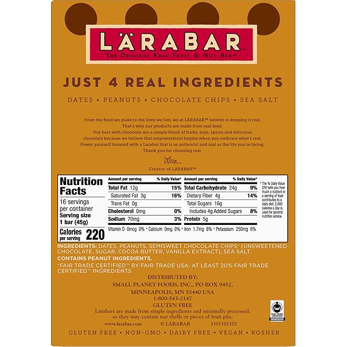 Larabar Peanut Butter Chocolate Chip, Gluten Free Fruit & Nut Bar, 16 Ct
