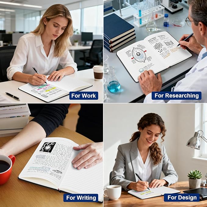 COMIX 24 Pack Lined Journal Notebooks for Work, 240 Pages, 5.5" x 8.3", A5 Hardcover Journaling Notebooks for Notes-Taking Writing, Business Notebooks Jounrnals for Office School