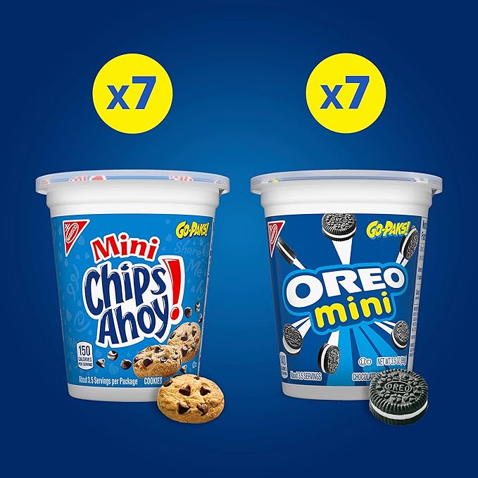 OREO Mini Cookies & CHIPS AHOY! Mini Cookies Go-Cup Cookies Variety Pack, 14 Go-Paks