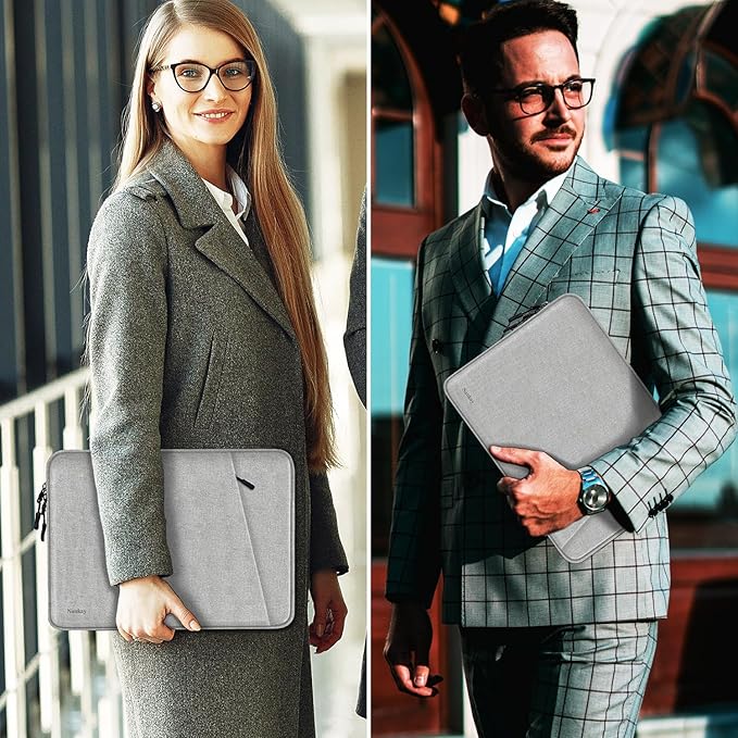 Laptop Sleeve Case 13.3 inch, Shockproof Protective Computer Cover with Accessories Pocket, Laptop Bag Compatible with MacBook Air/Pro 13-13.3 inch, Compatible for MacBook Pro 14 inch, Gray