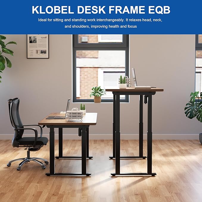 4-Leg Standing Desk Frame Dual Motor, Electric Adjustable Legs Compatible Desktop Size 39″-79″, 264 lbs Weight Capacity, Anti-collision Detection Stand Up Desk Frame Workstation, Black Frame Only