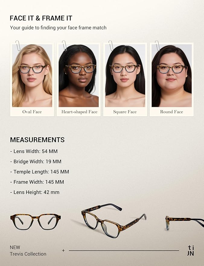 TIJN Blue Light Blocking Glasses for Women Men TR90 Rectangle Frame and Chic Preppy Style Computer Screen Glasses