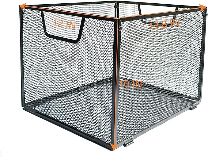 Modern Black Metal Mesh Hanging File Organizer, Office/School/Home File Crate, 13.8 x 12 x 10 inches