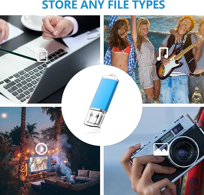 KOOTION Flash Drive 32GB 10 Pack USB 2.0 Thumb Drive Capped Memory Stick Jump Drive, Blue