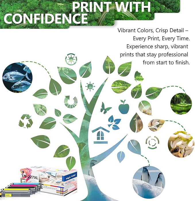 TN229 TN229XL for TN229 TN229XL Toner Cartridges Used to MFC-L3780CDW MFC-L3720CDW HL-L3280CDW HL-L3220CDW MFC-L3765CDW HL-L3295CDW HL-L3300CDW HL-L8245CDW MFC-L8395CDW Printer - 4PK BCMY