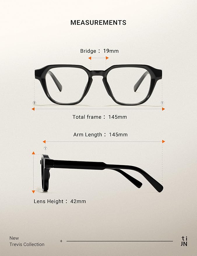 TIJN Blue Light Blocking Glasses for Women Men TR90 Rectangle Frame and Chic Preppy Style Computer Screen Glasses