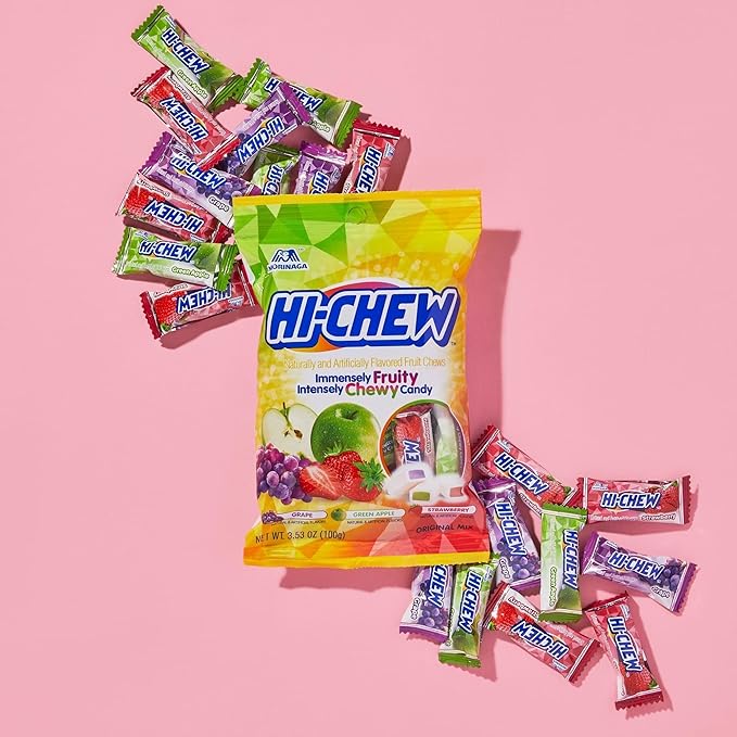 HI-CHEW Original Mix, 6 Bags, 3.53oz each - Strawberry Green Apple Grape - Unique Fun Soft & Chewy Candy - Immensely Juicy Fruity Candy Flavors - Individually Wrapped for Sharing