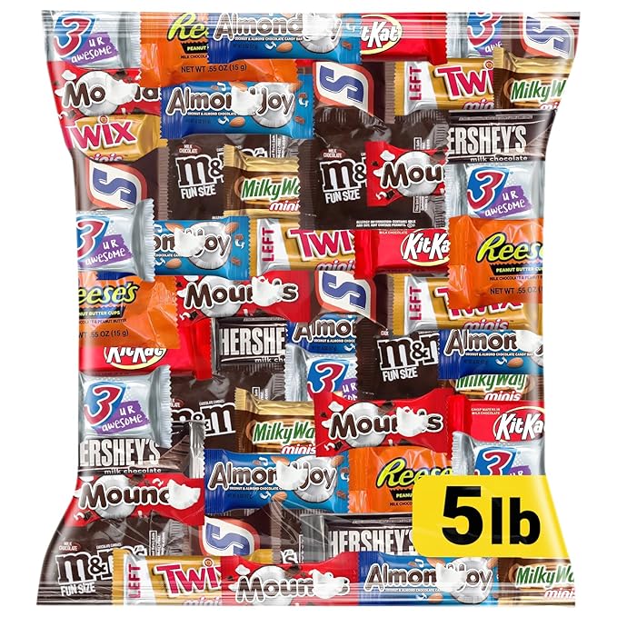 Chocolate Assorted Bulk Candy Variety Pack 5lb - Mini Chocolate Bars, Milk & Dark Chocolate Mix - Individually Wrapped Bulk Candy for Office Snacks, Party Favors and Bags