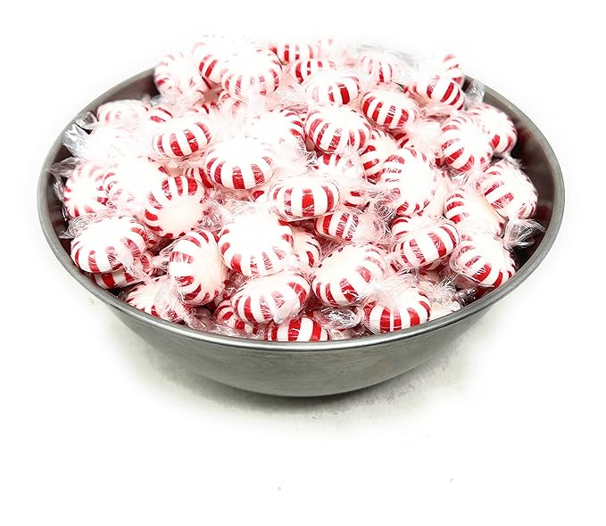 Holiday American Old Fashioned Peppermint Starlights Mints Hard Candy Discs Individually Wrapped Bulk 3 Lb's 200+ pcs (48-Oz)