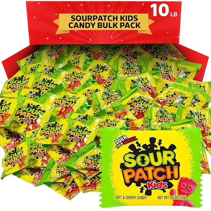 Bulk Pack of SourPatch Candy - Fun Size Individually Wrapped for Movie Theater Holiday Stuffing Basket Fillers, Party Bags, Office, on the go Snacking (10 Pound)