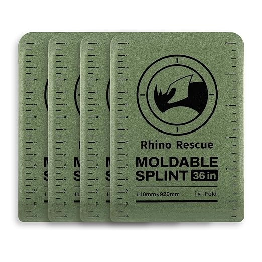 RHINO RESCUE First Aid Splint 36" X 4.3" Green-Gray, Keep Bones in Position (4, Folded)