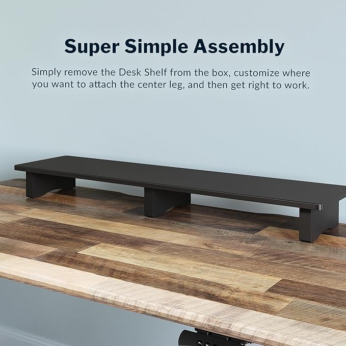 Vari Modern Monitor Riser - Large Dual Monitor Stand - Elevated Desk Shelf for Home Office Organization - Durable and Lightweight - Ideal for Computer and Gaming Setup - Black, 40”x10”x4”