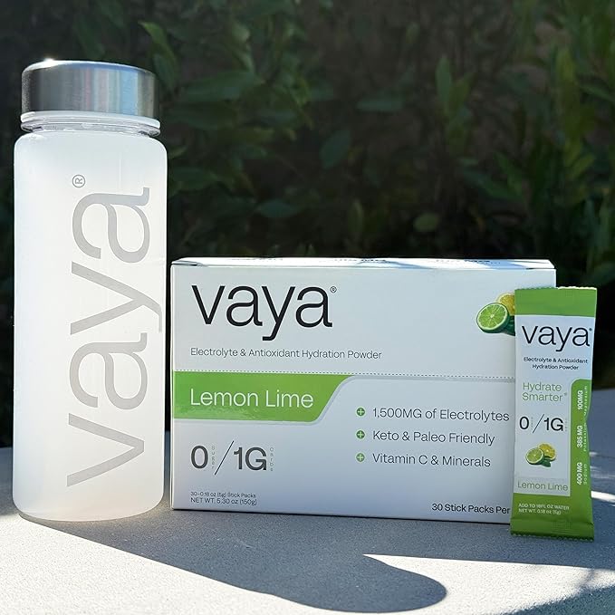 Vaya - Sugar Free Electrolyte Powder Packets – Give Your Body Instant Hydration - with Fasting Electrolytes (30 Pack, Lemon Lime)