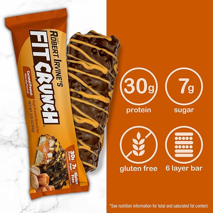 Fit Crunch Full Size Protein Bars (12 Bars, Caramel Peanut)
