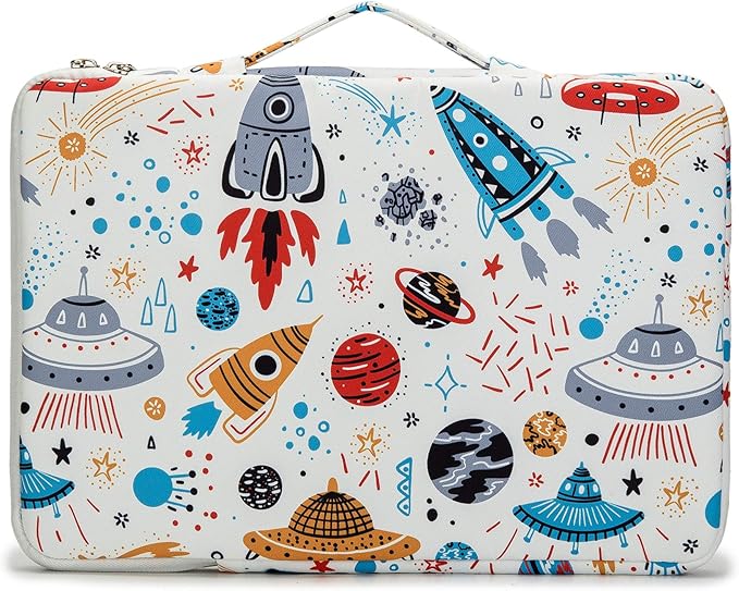 Kinmac 360 Degree Protective Laptop Sleeve Case Bag with Handle for MacBook Air 15 inch and 15 inch-15.6 inch HP Lenovo Dell ASUS Acer Laptop (Spaceship)