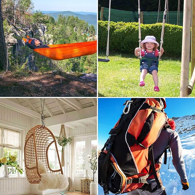 60Pcs Stainless Steel Carabiner Clip Spring-Snap Hook 1/4 in, M6 x 2 3/8 Inch Small Heavy Duty Carabiner Clips for Hammock, Punching Bag, Swing, Gym