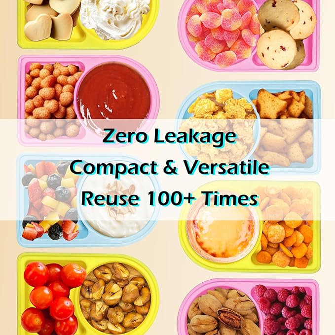 2 Packs Silicone Snack Containers with Lids, Reusable Food Storage Containers (Yellow+Pink)