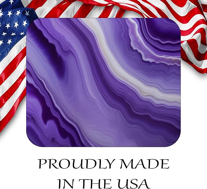 Purple Marble Agate Mouse Pad Mat Mousepad for Desk Computer Laptop PC Gaming Home or Office Gift Marbled Abstract (Deep Purple MP16)