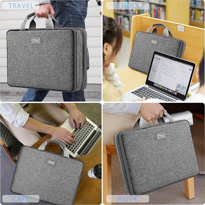ZINZ Laptop Case 15 15.6 16 inch Sleeve, Expandable Computer Hand Bag with Multi-pockets Compatible with MacBook Pro 16 inch M4/M3/M2/M1, MacBook Air/Pro 15 inch and 15-16 inch Notebooks,G01DG01