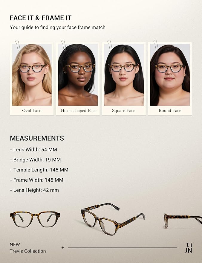 TIJN Blue Light Blocking Glasses for Women Men TR90 Rectangle Frame and Chic Preppy Style Computer Screen Glasses