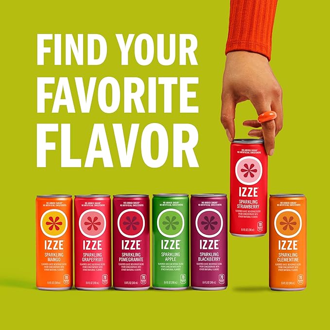 Izze Cherry Lime Straight Beverages, 8.4 FL Oz, Pack of 24