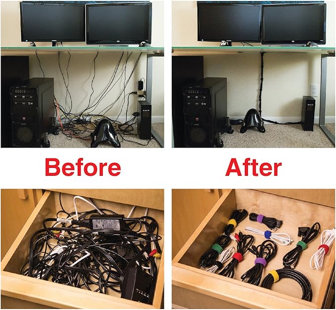 Replacement Cable Tags 1/2" x 2" White Labels Writable 50 Pack for Use on All Types of Hook and Loop Cable Ties and Most Types of Velour Fabric Material - Includes Bonus Permanent Marker