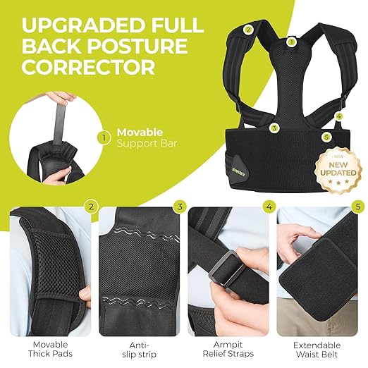 Posture Corrector for Women and Men, Adjustable Upper Back Brace for Posture Hunchback Support and Providing Pain Relief from Neck, Shoulder, and Upper Back (1, Small/M)