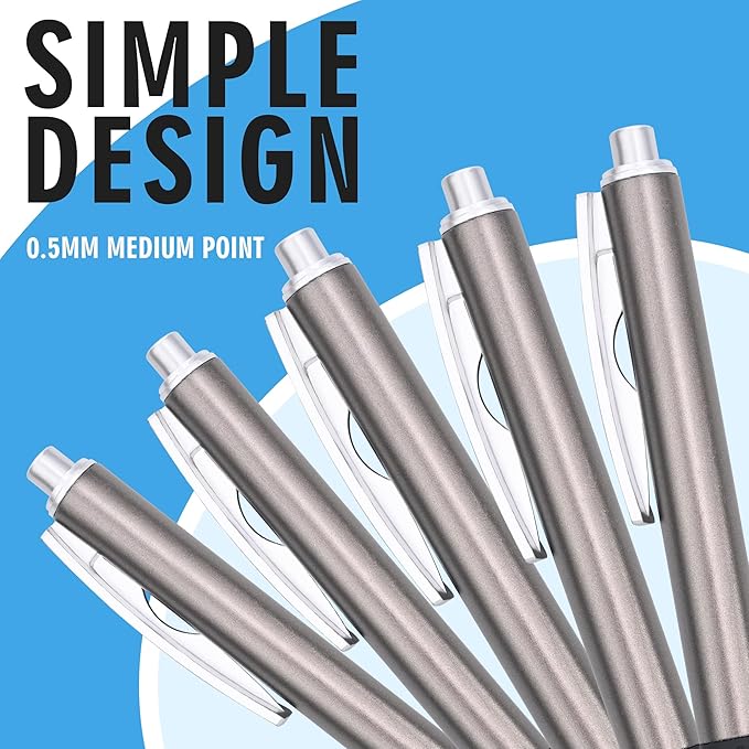 Black Gel Pens, 50Pack Bulk Black Gel Pens, 0.5mm Fine Tip, Black Ink, Smudge-Free, Retractable Ballpoint Pen, Ideal for School, Office, Nurse Documentation (Brown Barrel)