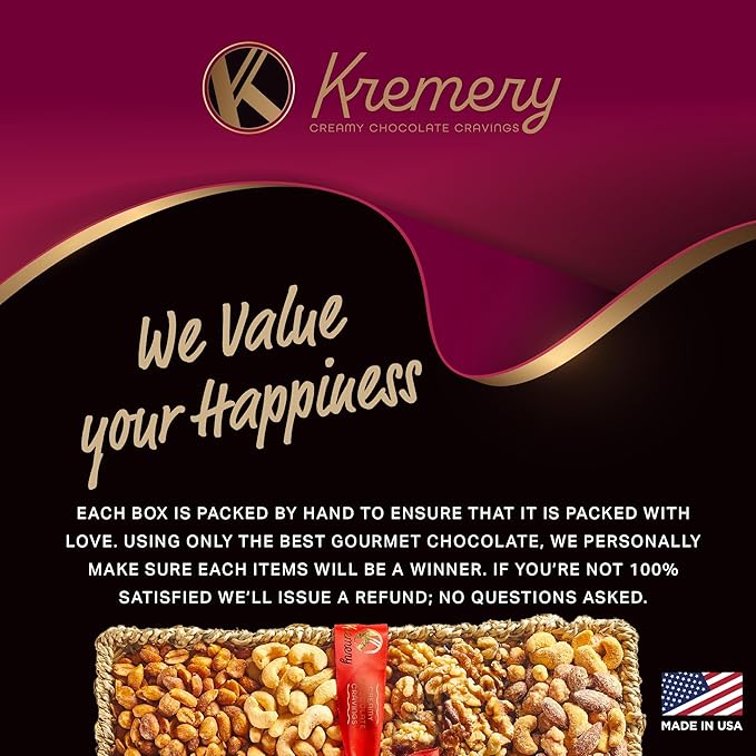 KREMERY Gourmet Nut Gift Basket - Thanksgiving Mixed Nuts Gift Basket in Seagrass Tray with Ribbon (8 Assortments) Holiday Xmas Christmas Healthy Snack Care Package, Food Assortments