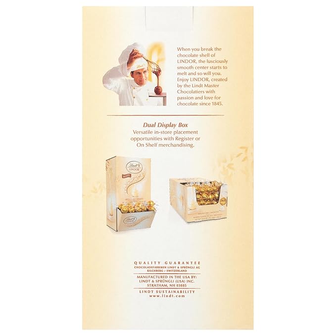 Lindt LINDOR White Chocolate Truffles, Chocolates with Smooth, Melting Truffle Center, 50.8 oz., 120 Count