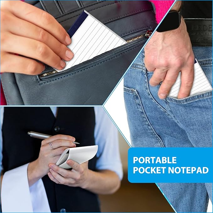 12 Pack Note Pads 4x6 Inch Small Lined Writing Memo Pads Refills Easy Tear no Rip Writing Pads with 30 Sheets Each Pad Narrow Ruled Mini Pocket Notebook Daily Planning and Organization of Work White