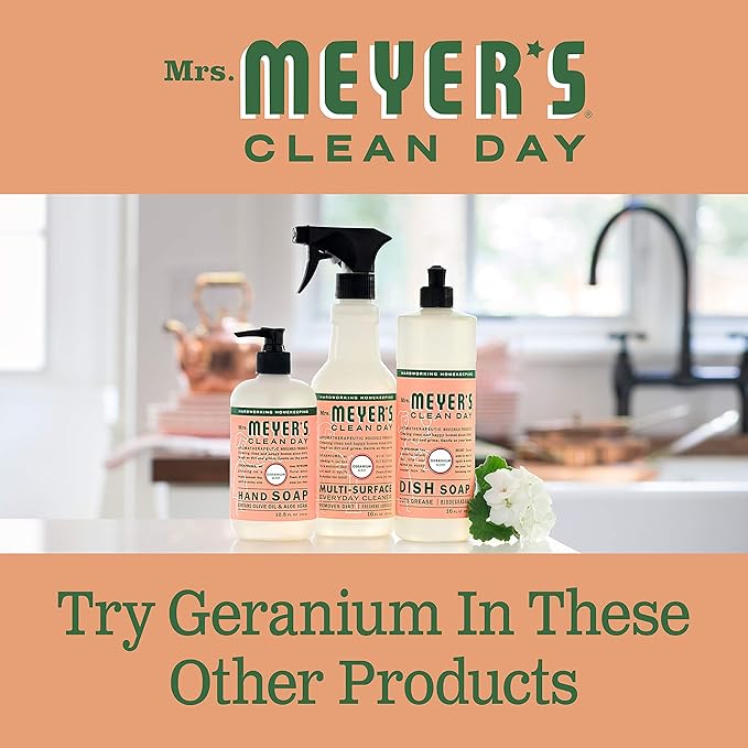 MRS. MEYER'S CLEAN DAY Hand Soap, Made with Essential Oils, Geranium, 12.5 fl. oz - Pack of 3