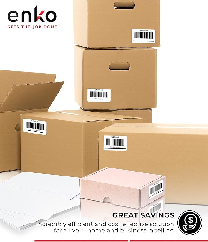 enKo 5-1/2 x 8-1/2 Inch Label - White Blank - 2 Per Sheet Half Shipping Labels for Laser Inkjet Printer (500 Sheets, 1000 Labels)