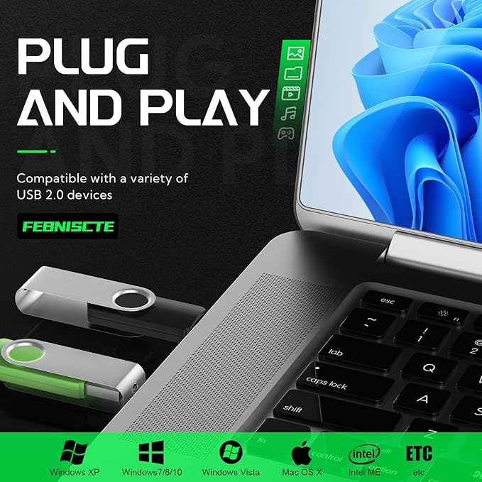 FEBNISCTE 50 Pack 128MB Flash Drive - Customized Your Logo USB 2.0 Thumb Drive Memory Stick - 50 PCS