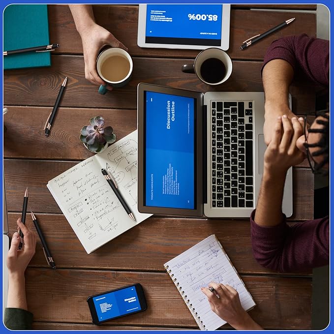 Tenare 12 Pieces 2 in 1 Stylus Metal Ballpoint Pen with Stylus Tip, 1.0 mm Black Ink Ballpoint Pen for Touch Screens(Black and Rose Gold)