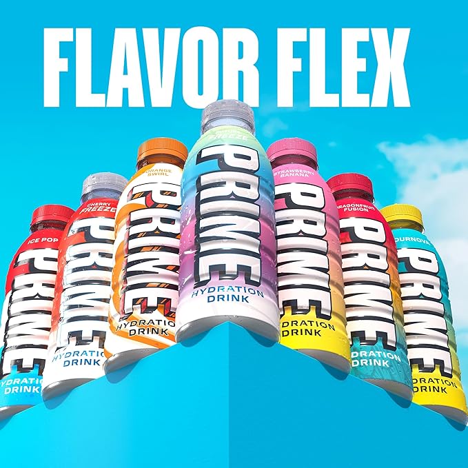 PRIME Hydration VARIETY Sports Drinks, Electrolyte Enhanced to Replenish Fluids, 177mg BCAAs, B Vitamins, Antioxidants, Low Sugar, 12 Fl Oz (Pack of 15)