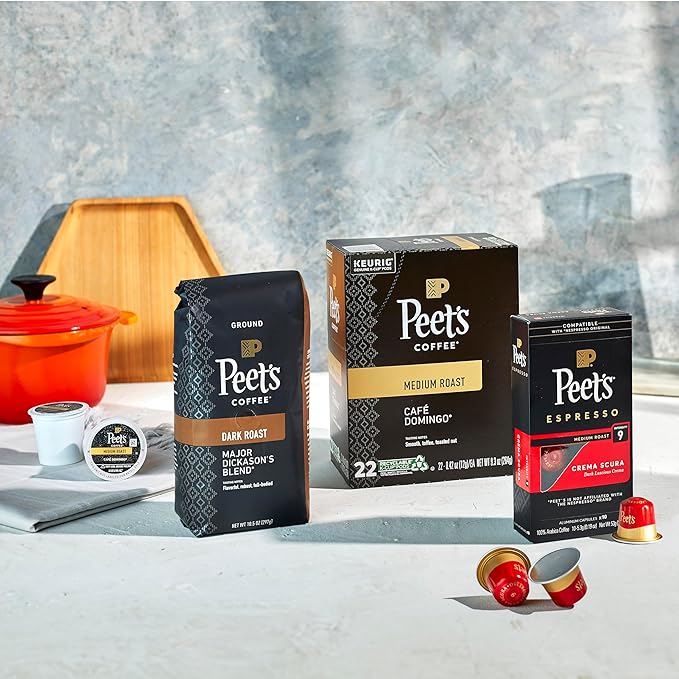 Peet's Coffee, Medium Roast Keurig K-Cup Pods - Single Origin Brazil 60 Count (6 Boxes of 10 K-Cup Pods)