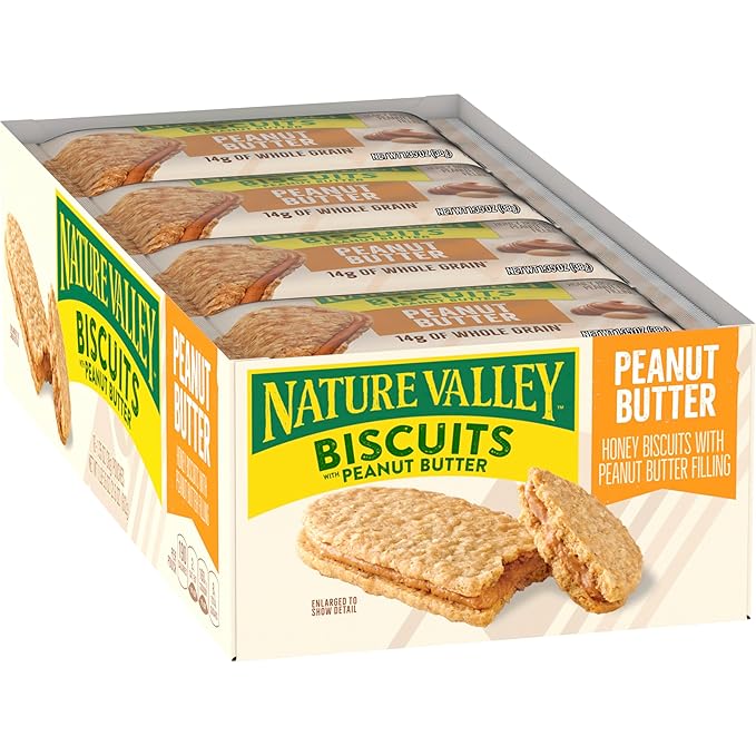 Nature Valley Biscuit Sandwiches, Peanut Butter Snack, 5 ct, 6.75 OZ (Pack of 12)