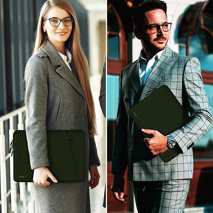 Laptop Sleeve Case, Shockproof Protective Computer Sleeve Cover with Accessories Pocket, Water Resistant Traveling Carrying 15.6 inch Laptop Bag Compatible for MacBook Dell HP Acer Lenovo, Army Green