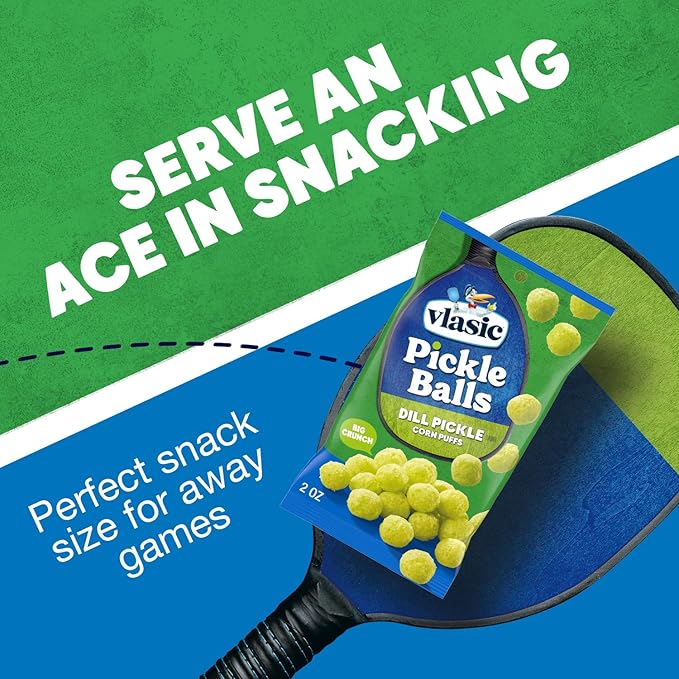 Vlasic Pickle Balls, Dill Pickle Flavored Corn Puffs, Stocking Stuffer, 2 oz. (Pack of 12)