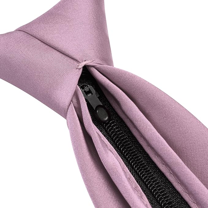 Branduce 3.15"(8cm) Pre-tied Adjustable Zipper Tie and Lapel Pin Solid Necktie Handkerchief Set for Men