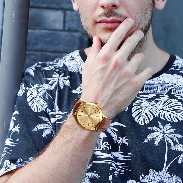 BUREI Men Watches Fashion Analog Stainless Steel Quartz Waterproof Watches,Gift for Men.