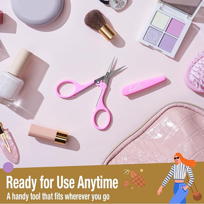 Beaditive High Precision Detail Scissors Set (2-Pc) Sharp, Fine Tips | Paper Cutting, Scrapbooking, Sewing, Crafting | Stainless Steel | Protective Cover (Pastel)