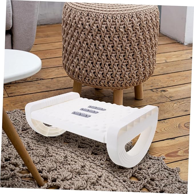 Anti-Slip Office Foot Rest Under Desk Raised Footstool with Rocking Motion Stable Non-deformable Footrest for Work and Home Space-Saving Foot Support Stool in White