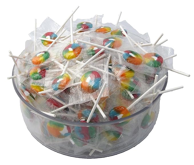 Clown Global Brands Rainbow Lollipops | 293 count bag | Gluten Free | Tutti Frutti Flavor | Great for Kids Parties