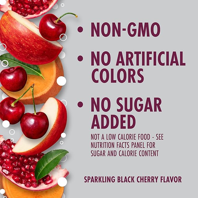 V8 +Energy Sparkling Black Cherry Juice Energy Drink, 11.5 fl oz Can (Pack of 8)